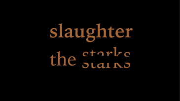 found this effect that separates the word in two, I think it gives the idea cutting (slaughtering)